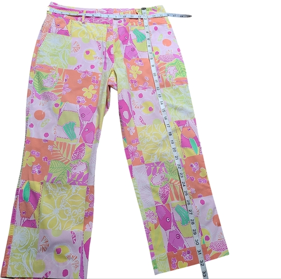 Lilly Pulitzer Multi Color Patchwork Pants Size 8-Vintage - Picture 3 of 16